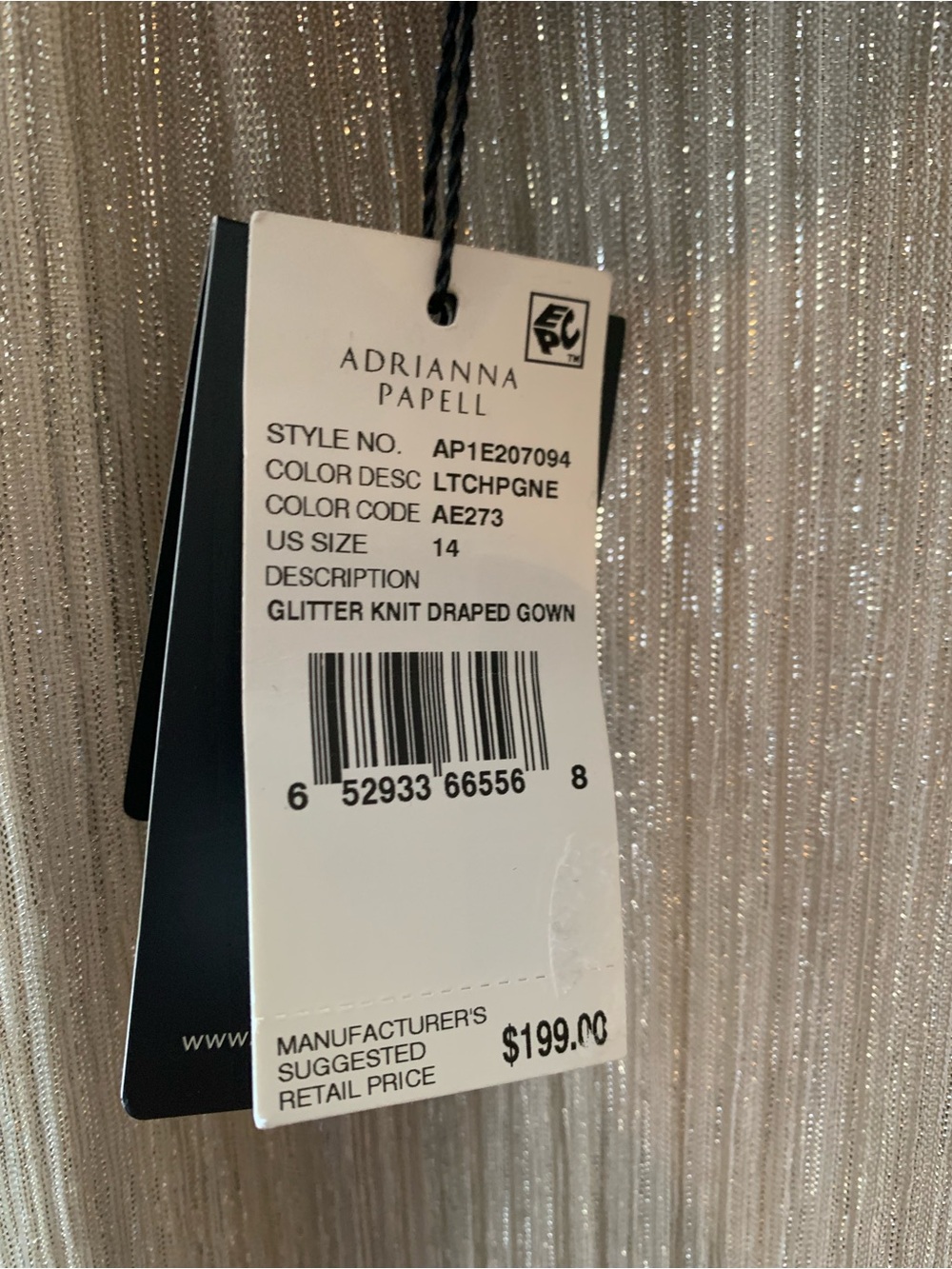 Adrianna Papell Glitter Knit Draped Gown 14 - Picture 4 of 9